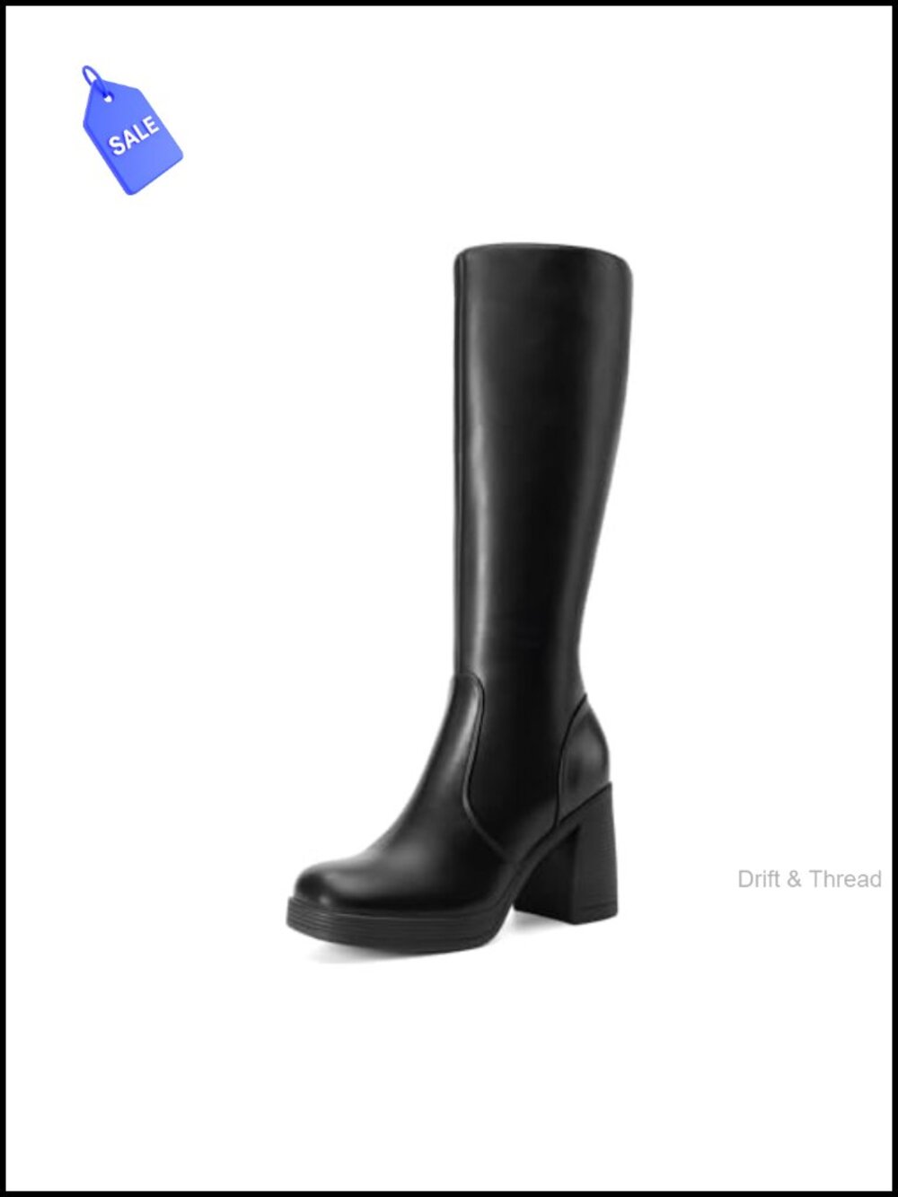 Faux Leather Knee High Platform Heel Boots